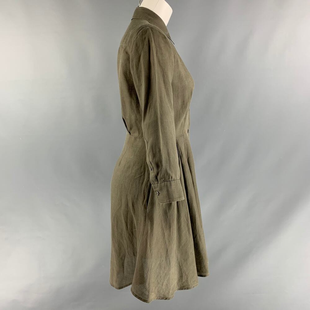 THEORY Size 2 Olive Ramie Solid Shirt dress - Picture 2 of 6